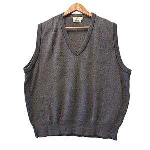 Outdoor World Golf Apparel Mens XL Blue Grey VNeck Knit Sweater Vest Made in USA